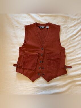 GAP Vintage Rust Red Corduroy Pocket Vest